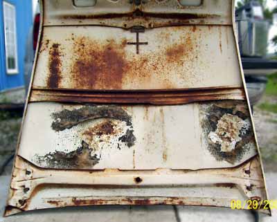 1956 ford auto car hood inside view